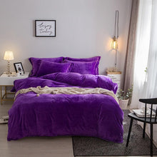 Load image into Gallery viewer, New Thick Crystal velvet pure color Bedding Sets gray Bed Linen Duvet Cover Bed Sheet Pillowcase winter warm bed Set