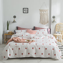 Load image into Gallery viewer, Red strawberries Bedding Sets 100% cotton Bed Linen Duvet Cover Bed Sheet/fitted sheet Pillowcase/bed Sets queen king size 4pcs