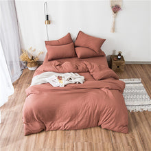 Load image into Gallery viewer, Washed cotton bedding set Solid duvet cover set soft grey bedclothes Japanese style home bed super king size bed linens bed set