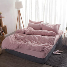 Load image into Gallery viewer, Washed cotton bedding set Solid duvet cover set soft grey bedclothes Japanese style home bed super king size bed linens bed set