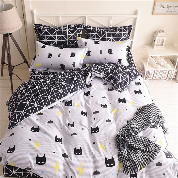 Cartoon Batman Bedding Set Kids Duvet Cover pillowcases soft Twin Double Queen King size Quilt Cover Bed linen 3pcs dropshipping