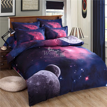 Load image into Gallery viewer, 3D Hipster Galaxy Bedding Set Universe Outer Space Themed Galaxy Print Bed linen Duvet Cover Flast Sheet &amp; Pillow Case

