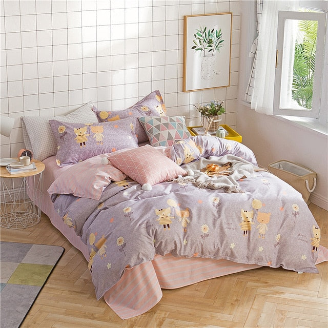 New Product Spring Floral and Butterfly Printed Bedding Set 3/4pc Bed Linen Twin Full Queen King Size Soft Duvet Cover Sets 2019