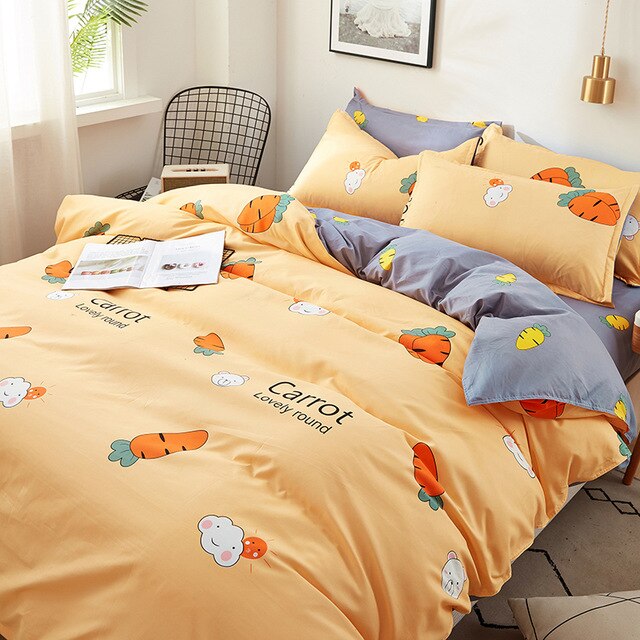 Carrot printing bedding set 3/4pcs bed linens Home Textile Duvet cover set classic bedclothes Modern sheet pillowcase king