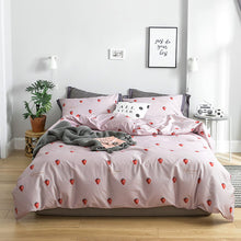 Load image into Gallery viewer, Red strawberries Bedding Sets 100% cotton Bed Linen Duvet Cover Bed Sheet/fitted sheet Pillowcase/bed Sets queen king size 4pcs
