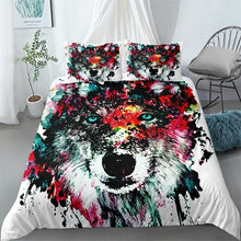 Load image into Gallery viewer, painting wolf digital art duvet/doona cover set single twin double queen king cal king size bed linen set
