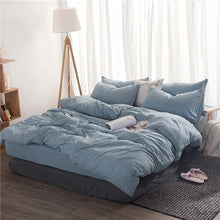 Load image into Gallery viewer, Washed cotton bedding set Solid duvet cover set soft grey bedclothes Japanese style home bed super king size bed linens bed set
