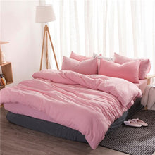 Load image into Gallery viewer, Washed cotton bedding set Solid duvet cover set soft grey bedclothes Japanese style home bed super king size bed linens bed set
